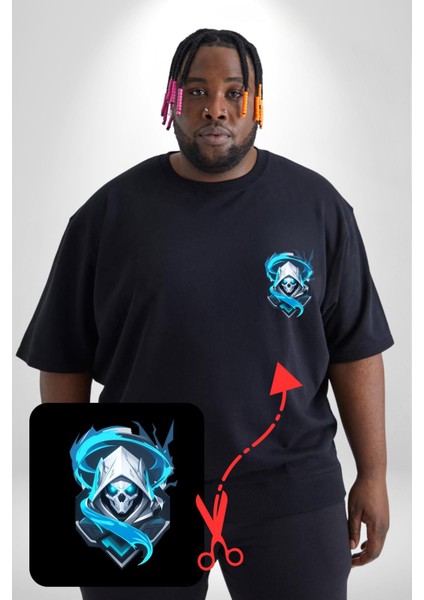 Buzların Efendisi Kurukafa Siyah Büyük Beden Kadın Basic Minimal Baskılı Tişört fırsatları