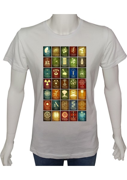 Unisex T-Shirt Beyaz 'bilim Kulübü / Biliminsanları5' Baskılı S