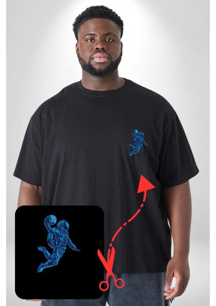 Basketbol Mars Uzay Smaçı Siyah Büyük Beden Kadın Basic Minimal Baskılı Tişört fiyatları