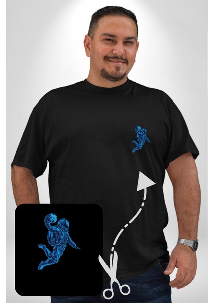 Basketbol Mars Uzay Smaçı Siyah Büyük Beden Kadın Basic Minimal Baskılı Tişört fırsatları