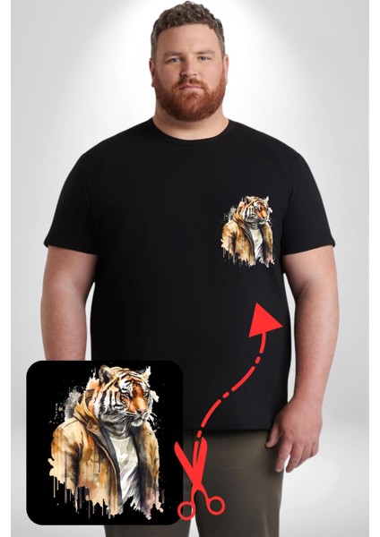 Cool Yakışıklı Kapüşonlu Spor Kaplan Siyah Büyük Beden Kadın Basic Minimal Baskılı Tişört modelleri