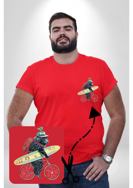 Komik Köpek Sörf Tahtası Bisiklet Kırmızı Büyük Beden Kadın Basic Minimal Baskılı Tişört fırsatları