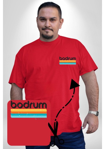 Bodrum Türkiye Kırmızı Büyük Beden Kadın Basic Minimal Baskılı Tişört modelleri