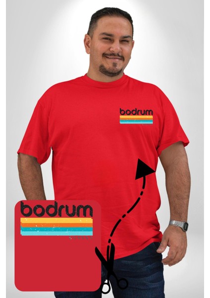 Bodrum Türkiye Kırmızı Büyük Beden Kadın Basic Minimal Baskılı Tişört fırsatları