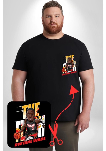 Dwyane Wade Miami Basketbol Siyah Büyük Beden Kadın Basic Minimal Baskılı Tişört modelleri