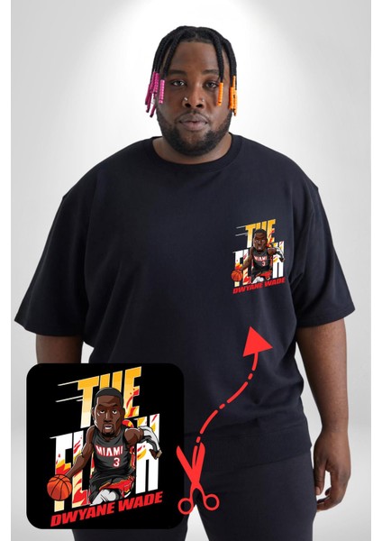 Dwyane Wade Miami Basketbol Siyah Büyük Beden Kadın Basic Minimal Baskılı Tişört fırsatları