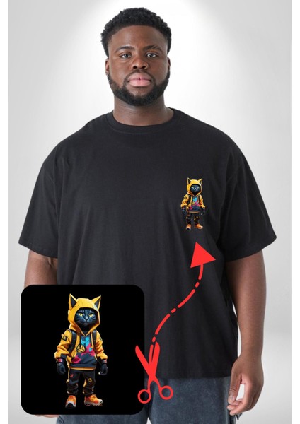 Spor Eşofman Takımı Sarı Kedi Insan Siyah Büyük Beden Kadın Basic Minimal Baskılı Tişört fiyatları