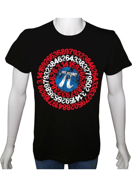 Unisex T-Shirt Siyah 'bilim Kulübü / Pi Sayısı2' Baskılı M