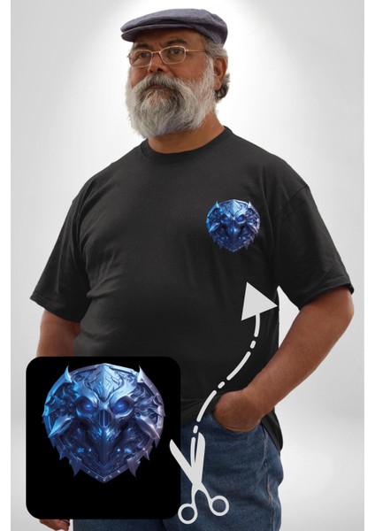 Kuru Kafa Kalkan Koruma Siyah Büyük Beden Kadın Basic Minimal Baskılı Tişört