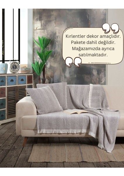 Lily Koltuk Örtüsü 150 x 200 cm Kanepe Çekyat Divan Örtüsü Şalı Pamuklu Püsküllü