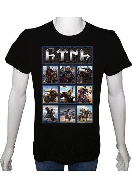 Unisex T-Shirt Siyah 'türk Dünyası / Türk1' Baskılı 2xl