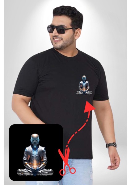 Yeni Nesil Yoga Yapay Zeka Siyah Büyük Beden Kadın Basic Minimal Baskılı Tişört fiyatları