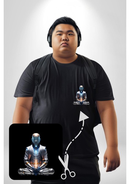 Yeni Nesil Yoga Yapay Zeka Siyah Büyük Beden Kadın Basic Minimal Baskılı Tişört fırsatları