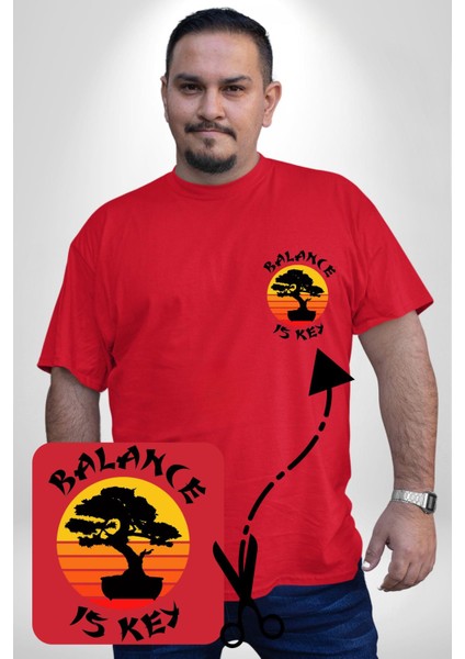 Karete Çocuk Bonsai Kırmızı Büyük Beden Kadın Basic Minimal Baskılı Tişört fiyatları