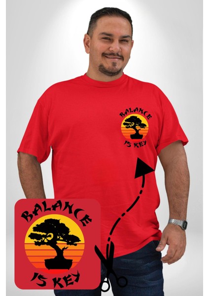 Karete Çocuk Bonsai Kırmızı Büyük Beden Kadın Basic Minimal Baskılı Tişört modelleri