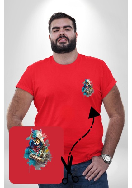 Kedi Assassin'S Creed Kırmızı Büyük Beden Kadın Basic Minimal Baskılı Tişört fırsatları