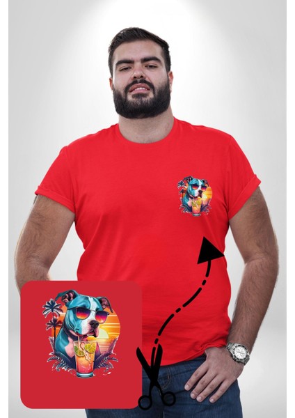 Tatil Köpek Soğuk Kokteyl Içeçek Kırmızı Büyük Beden Kadın Basic Minimal Baskılı Tişört