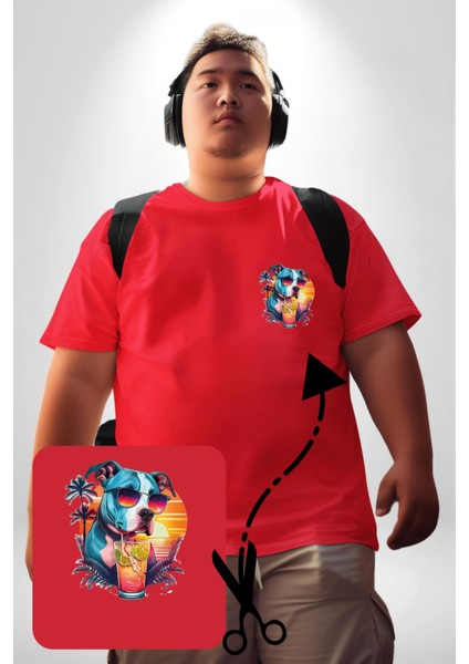 Tatil Köpek Soğuk Kokteyl Içeçek Kırmızı Büyük Beden Kadın Basic Minimal Baskılı Tişört fiyatları