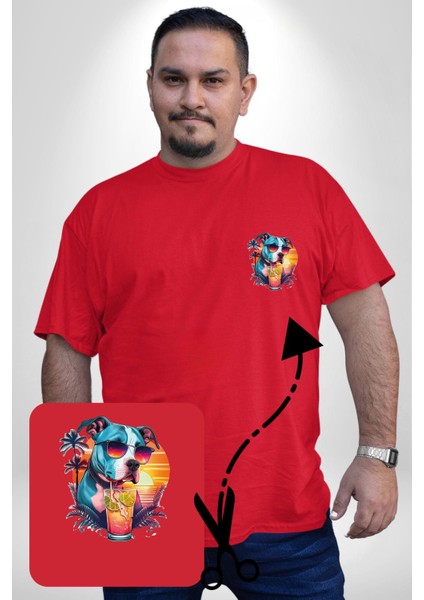 Tatil Köpek Soğuk Kokteyl Içeçek Kırmızı Büyük Beden Kadın Basic Minimal Baskılı Tişört modelleri