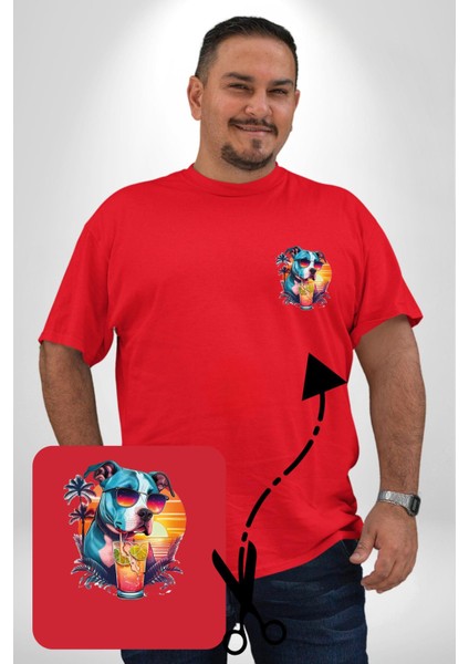 Tatil Köpek Soğuk Kokteyl Içeçek Kırmızı Büyük Beden Kadın Basic Minimal Baskılı Tişört fırsatları