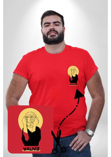Yalnız Kadına Şiddete Hayır Kırmızı Büyük Beden Kadın Basic Minimal Baskılı Tişört modelleri