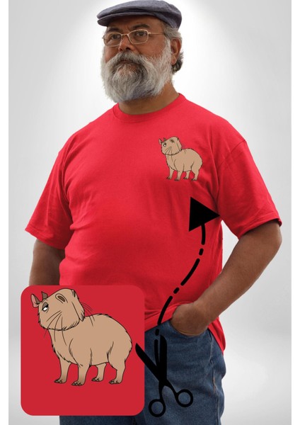 Chispi Kırmızı Büyük Beden Kadın Basic Minimal Baskılı Tişört fiyatları