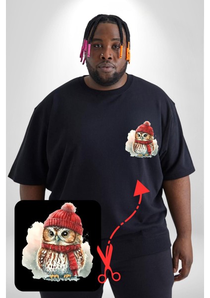 Kış Kırmızı Atkı Bere Baykuş Siyah Büyük Beden Kadın Basic Minimal Baskılı Tişört fiyatları