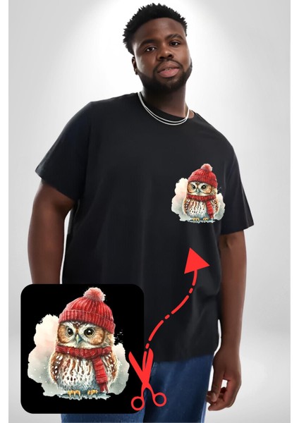 Kış Kırmızı Atkı Bere Baykuş Siyah Büyük Beden Kadın Basic Minimal Baskılı Tişört modelleri