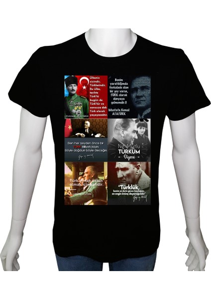 Unisex T-Shirt Siyah 'atatürk/başbuğ2' 2baskılı Xs