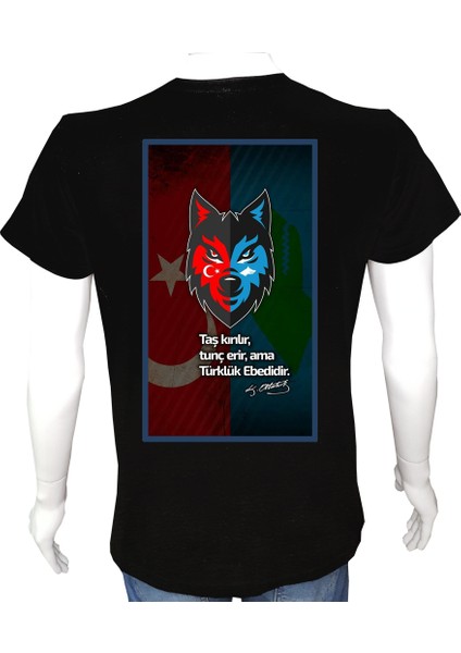 Unisex T-Shirt Siyah 'atatürk/başbuğ2' 2baskılı Xs