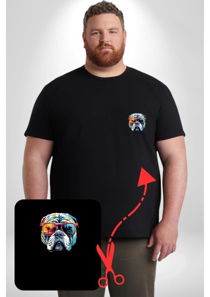 Bull Terier Köpek Gözlük Renkli Siyah Büyük Beden Kadın Basic Minimal Baskılı Tişört fiyatları