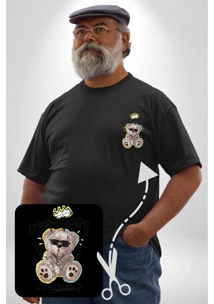 Gerçeklikten Uzak Tutun Siyah Büyük Beden Kadın Basic Minimal Baskılı Tişört fırsatları