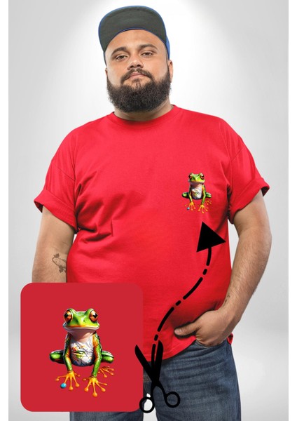 Frog Kurbağa Prens Kırmızı Büyük Beden Kadın Basic Minimal Baskılı Tişört fırsatları