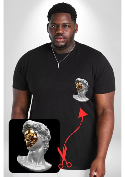 Modern Sanat Apollo Siyah Büyük Beden Kadın Basic Minimal Baskılı Tişört fiyatları