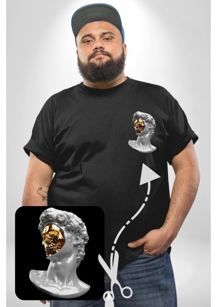 Modern Sanat Apollo Siyah Büyük Beden Kadın Basic Minimal Baskılı Tişört fırsatları