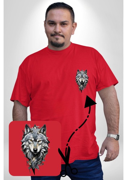 Beyaz Kurt Kırmızı Büyük Beden Kadın Basic Minimal Baskılı Tişört fiyatları