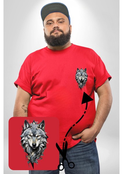 Beyaz Kurt Kırmızı Büyük Beden Kadın Basic Minimal Baskılı Tişört fırsatları