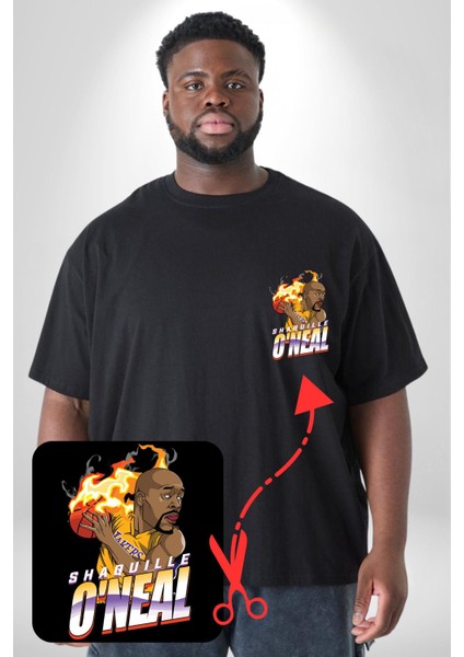 Basketbol Shaquille Oneal Star Ateş Topu Siyah Büyük Beden Kadın Basic Minimal Baskılı Tişört fiyatları