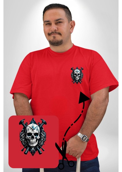 Kuru Kafa Yapay Zeka Tasarım Kırmızı Büyük Beden Kadın Basic Minimal Baskılı Tişört fırsatları