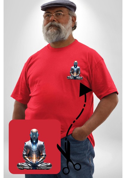 Yeni Nesil Yoga Yapay Zeka Kırmızı Büyük Beden Kadın Basic Minimal Baskılı Tişört fiyatları