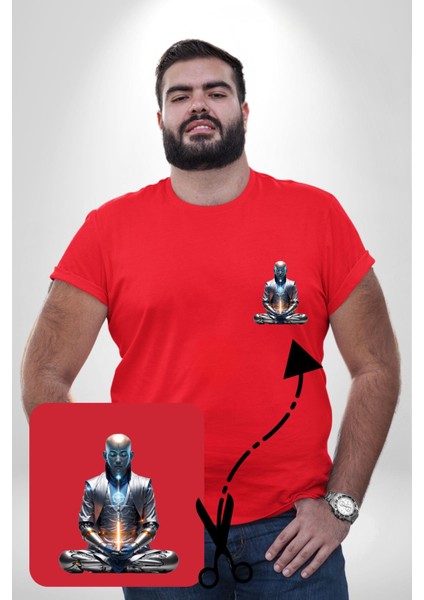 Yeni Nesil Yoga Yapay Zeka Kırmızı Büyük Beden Kadın Basic Minimal Baskılı Tişört modelleri