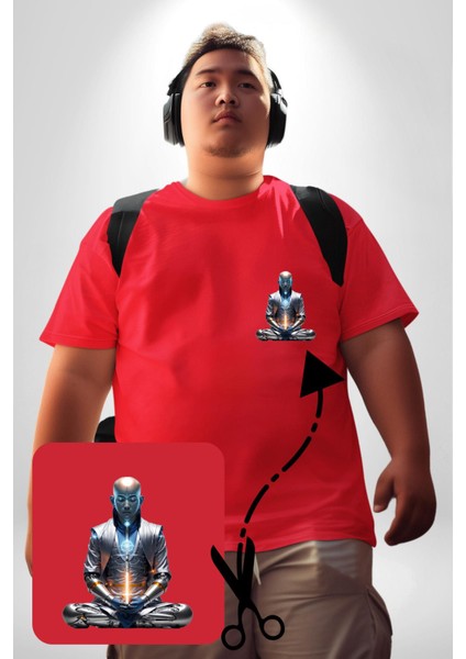 Yeni Nesil Yoga Yapay Zeka Kırmızı Büyük Beden Kadın Basic Minimal Baskılı Tişört fırsatları