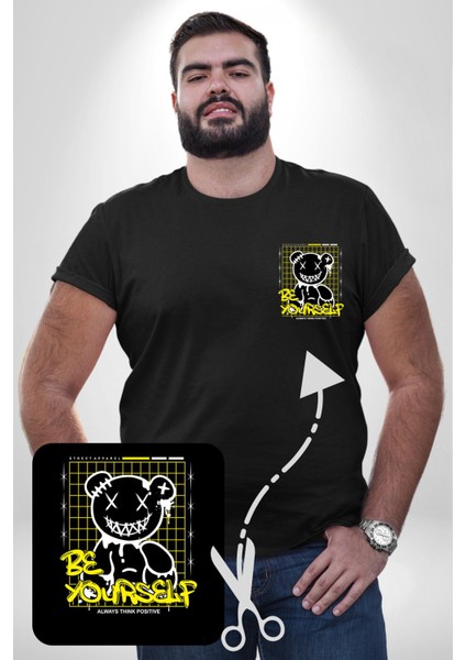 Kendin Ol Siyah Büyük Beden Kadın Basic Minimal Baskılı Tişört fiyatları