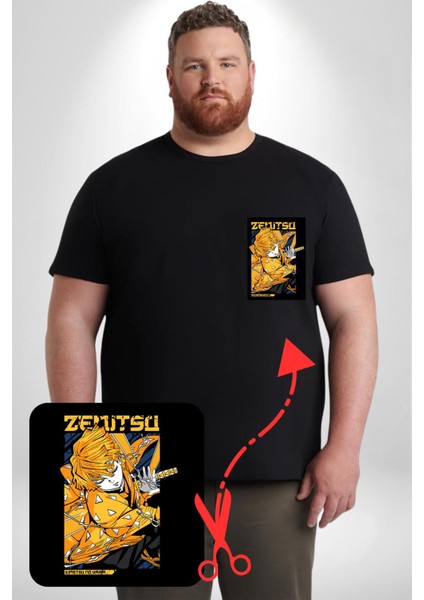 Zenitsu Agatsuma Anime Siyah Büyük Beden Kadın Basic Minimal Baskılı Tişört fırsatları