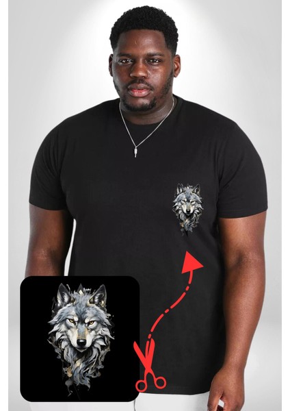 Beyaz Kurt Siyah Büyük Beden Kadın Basic Minimal Baskılı Tişört modelleri