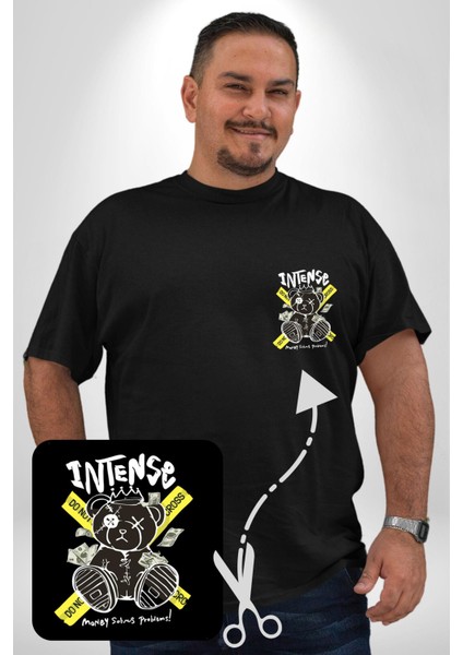 Geçilmez Bölge Siyah Büyük Beden Kadın Basic Minimal Baskılı Tişört