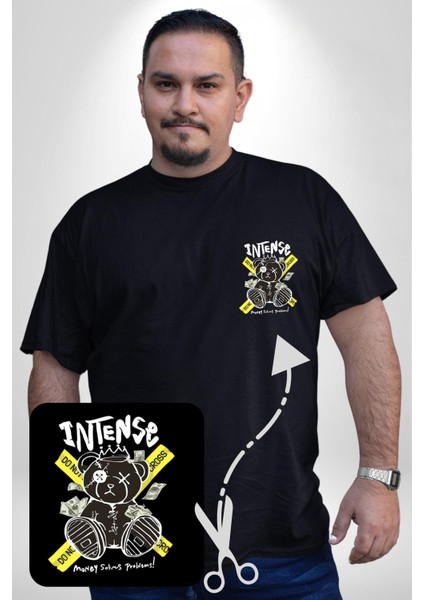 Geçilmez Bölge Siyah Büyük Beden Kadın Basic Minimal Baskılı Tişört fiyatları