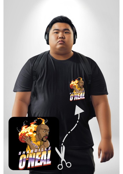 Basketbol Shaquille Oneal Star Ateş Topu Siyah Büyük Beden Kadın Basic Minimal Baskılı Tişört modelleri