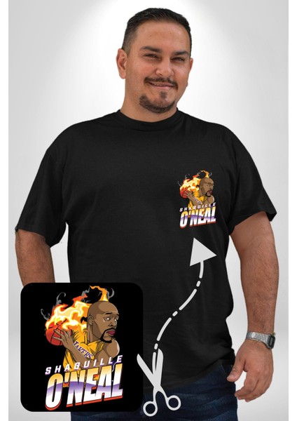 Basketbol Shaquille Oneal Star Ateş Topu Siyah Büyük Beden Kadın Basic Minimal Baskılı Tişört fırsatları