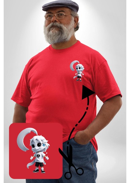 Japon Anime Baruto Momoshiki Kırmızı Büyük Beden Kadın Basic Minimal Baskılı Tişört